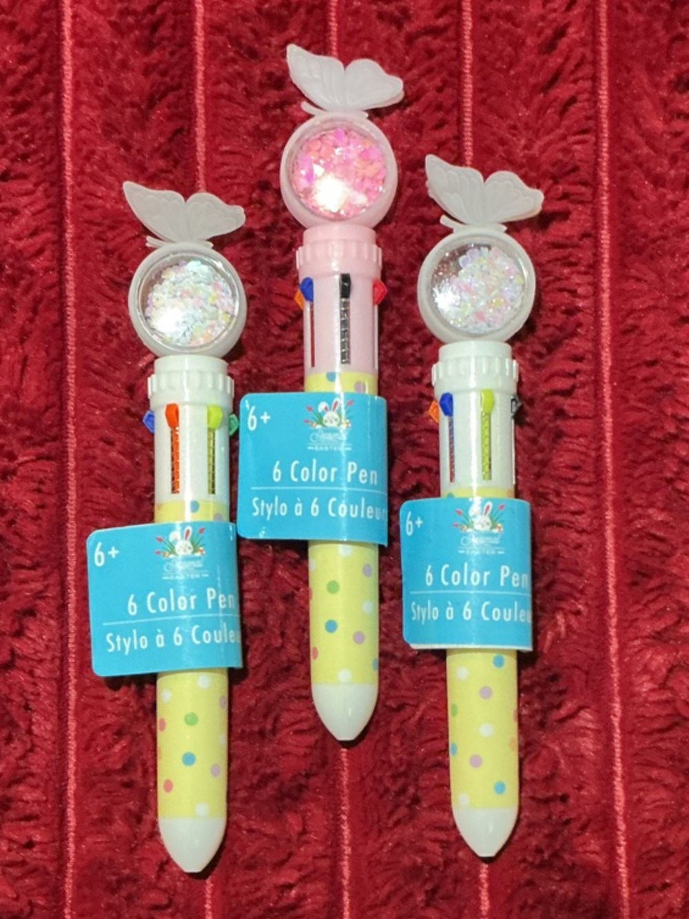 🦋NWT🦋 6-Color Polka Dot Multi-Color Pen with Butterfly Shaker - Pink Accent